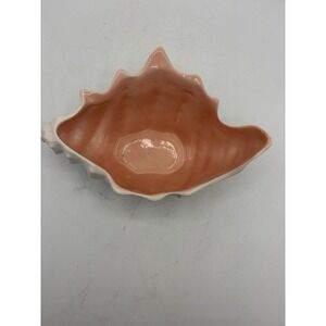 Vintage Fitz & Floyd Pink Conch Shell Bowl Dish Seashell Coastal Decor 8"